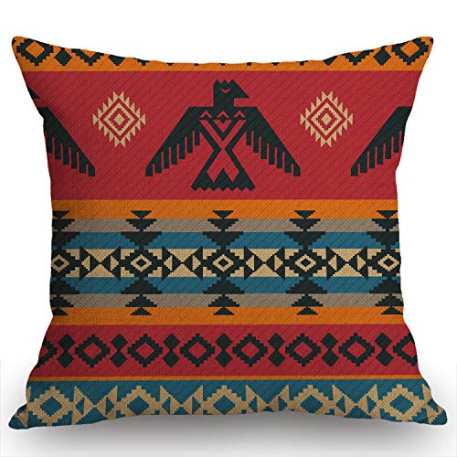 Swono Eagles Ethnic Geometric Tribal Throw Pillow Cover, Pattern Southwest Print Ethnic Fabric Decorative Pillow Cases Home Decor Square 18x18 Inches Pillowcases von Swono
