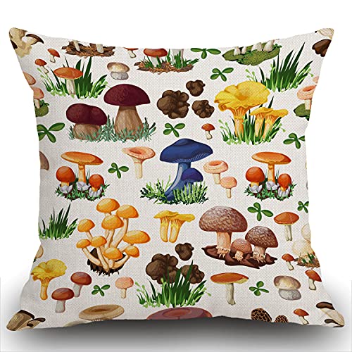 Swono Pilz-Kissenbezug, Wald, wilde Tierarten, Bauernhaus, Kissenbezug für Sofa, Couch, 45,7 x 45,7 cm, Baumwollleinen von Swono