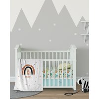 Babydecke Mit Namen Gestalten "Regenbogen Kreuze", Personalisiert - Swook von SwookDesign