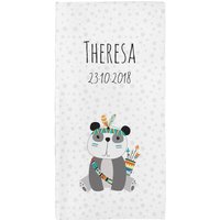 Handtuch Mit Namen "Be Brave Panda Grau", Kinder Personalisiert, Badetuch von SwookDesign