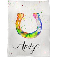 Kuscheldecke Mit Namen "Aquarell Hufeisen" | Für Pferdefans von SwookDesign