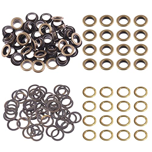 Swpeet 100 Stück – 50 Sets 10 mm Loch Bronze Ösen dicke Metallösen Ösen Ösen Set Metall Ösen Kits Ösen zur Reparatur von Leinwand, Leder, Vorhängen von Swpeet