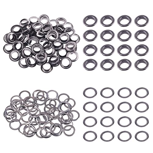 Swpeet 100 Stück – 50 Sets Gun-Black Metallösen, Verdickte Ösen, Ösen Set, Metallösen Kits, Gummihammer für Reparatur von Leinwänden Swpeet 100 Stück – 50 Sets Gun-Black Metallösen, Verdickte Ösen, Ösen Set, Metallösen Kits, Gummihammer für Reparatur von Leinwänden von Swpeet