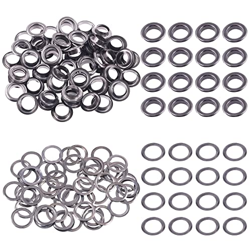 Swpeet 100 Stück – 50 Sets 12 mm Lochpistole, schwarze Ösen, dicke Metallösen, Ösen-Set, Metallösen, Kits Ösen für die Reparatur von Leinwand, Leder, Vorhängen von Swpeet