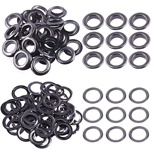 Swpeet 100 Stück – 50 Sets 17 mm Lochpistole, schwarze Ösen, dicke Metallösen, Ösen-Set, Metallösen, Kits Ösen für die Reparatur von Leinwand, Leder, Vorhängen von Swpeet