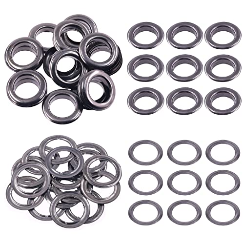 Swpeet 100 Stück – 50 Sets 25 mm große Lochpistole, schwarze Ösen, dicke Metallösen, Ösen-Set, Metallösen, Kits Ösen für die Reparatur von Leinwand, Leder, Vorhängen von Swpeet