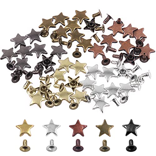 Swpeet Sternnietensortiment, 12 x 6 mm, Bronze, 12 x 6 mm, Sternnieten, Ledernieten, Nieten und Spikes für Lederhandwerk, 120 Stück von Swpeet
