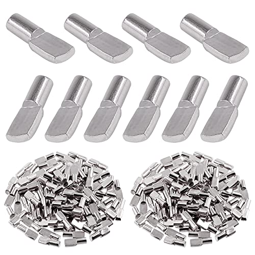 Swpeet 120Pcs 5mm Shelf Pins, Metal Nickel Plated Spoon Shaped Cabinet Support Pegs Book Bracket Shelf Pegs Pins for Furniture Shelves Bracket Entertainment Centers von Swpeet