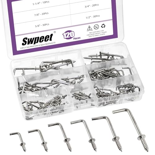 Swpeet 120pcs 6 Größen Silber Metall Schraub-in Quadrat Biegen Haken Kit, Quadrat Biegen Haken L geformte Selbstschrauben Haken L Typ Fotorahmen Rechtwinkel Haken für Zuhause/Arbeitsplatz Swpeet 120pcs 6 Größen Silber Metall Schraub-in Quadrat Biegen Haken Kit, Quadrat Biegen Haken L geformte Selbstschrauben Haken L Typ Fotorahmen Rechtwinkel Haken für Zuhause/Arbeitsplatz von Swpeet