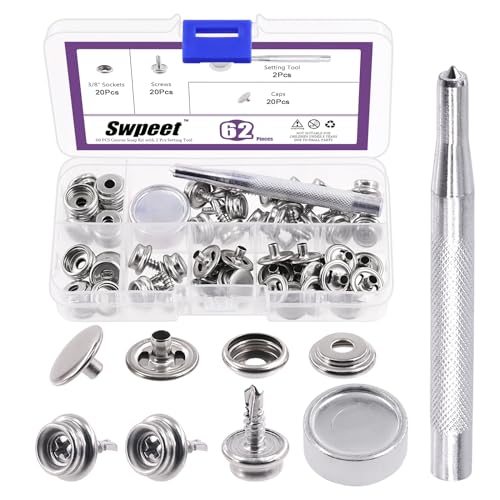 Swpeet 122Pcs Canva Snap Kit Edelstahl Marine Grade Canvas und Polsterung Boot Cover Snap Button Befestigungs Kit einschließlich 3/8" Sockel 13mm Metall Schrauben Kappe Amboss 3" Flaring Tool für Boot Swpeet 122Pcs Canva Snap Kit Edelstahl Marine Grade Canvas und Polsterung Boot Cover Snap Button Befestigungs Kit einschließlich 3/8" Sockel 13mm Metall Schrauben Kappe Amboss 3" Flaring Tool für Boot von Swpeet