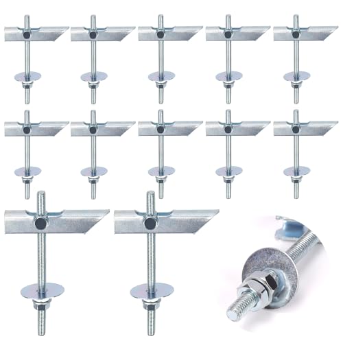 Swpeet 12Pcs Heavy Duty M6 × 100mm Gipskarton Befestigungen Schaltschrauben Trockenwand Anker, Kippbar Gipskarton Wandstecker Kit, Kippstifte mit Waschmaschine und Mutter Falten von Swpeet
