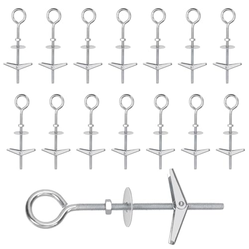 Swpeet 15 Set M4×75mm Augenschrauben Kippschrauben und Flügelmutter Kit mit Hexenmuttern, Unterlegscheiben Sortiment Kit, Heavy Duty Schmetterling Kippschrauben Swag Haken zum Aufhängen von Swpeet