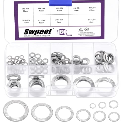 Swpeet 160Pcs Double Side Lock Washer Conical Spring Washers9 Größe M3 M4 M5 M6 M8 M10 M12 M14 M16 304 Edelstahl Doppelseitige Zahnsperre Waschmaschine Sortiment Kit, Zahnsperre Dichtung Swpeet 160Pcs Double Side Lock Washer Conical Spring Washers9 Größe M3 M4 M5 M6 M8 M10 M12 M14 M16 304 Edelstahl Doppelseitige Zahnsperre Waschmaschine Sortiment Kit, Zahnsperre Dichtung von Swpeet