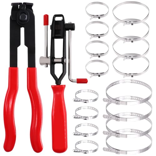 Swpeet 18Pcs CV Boot Clamps mit CV Joint Clamp Banding Tool und CV Joint Boot Clamp Zangen Sortiment Kit, 16Pcs Crimp Bands, 1pcs CV Boot Clamp Zangen, 1Pcs CV Boot Clamp Tool für die meisten Autos von Swpeet