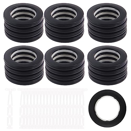 Swpeet 20 Pack schwarz Kunststoff Vorhang Tüllen, Innendurchmesser 40mm-1.7Inch Silencer Schiebe schwarz Sheers Vorhang Tüllen, Vorhang Öse Ring Low Noise Vorhang Ringe für Fenster Vorhang hängen von Swpeet