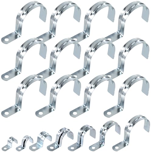 Swpeet 20Pcs 2-1/2"(63mm) Verzinkt Ein Loch EMT Rohrgurt Kit, Rohrgurte U Halterung Rohrgurt Rohrschelle 1 Loch Snap On Rohrgurt Rohrschellen Spannclips für die Befestigung EMT Rohr Rohr Rohrschelle von Swpeet