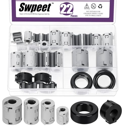 Swpeet 22pcs 6Sizes Grau Clip-on Ferrit Ring Kern mit Toroid Kern Sortiment Kit, RFI EMI Geräuschdämpfer Kabel Clip für 7/9/11/13/15/42 * 24 * 16mm Durchmesser HDMI USB Kabel Swpeet 22pcs 6Sizes Grau Clip-on Ferrit Ring Kern mit Toroid Kern Sortiment Kit, RFI EMI Geräuschdämpfer Kabel Clip für 7/9/11/13/15/42 * 24 * 16mm Durchmesser HDMI USB Kabel von Swpeet