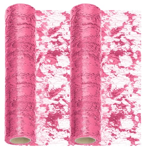 Swpeet 2Pcs 11x108 Zoll Pink Paillette Glitter Tischläufer, Glitter Folie Metallic Thin Mesh Dekor Rollen, Paillette Glitter Folie Metallic Thin Mesh, Mittelstücke Dekorationen für Party von Swpeet