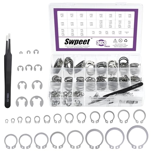 Swpeet 303Pcs 304 Edelstahl 1.5mm.10mm E-Clips und M4-M28mm C-Clips Externe Circlip Snap Retaining Clip Ringe mit Pinzette Sortiment Kit, Circlip Retainer Ringe Set für Wellen bewegliche Teile Swpeet 303Pcs 304 Edelstahl 1.5mm.10mm E-Clips und M4-M28mm C-Clips Externe Circlip Snap Retaining Clip Ringe mit Pinzette Sortiment Kit, Circlip Retainer Ringe Set für Wellen bewegliche Teile von Swpeet