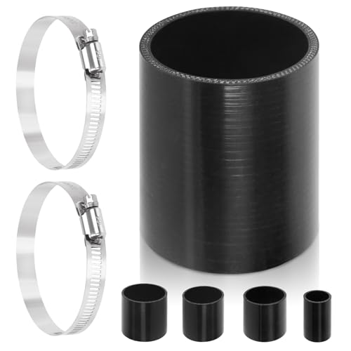 Swpeet 3Pcs 2.5 Zoll- 63mm 4-lagig verstärkter gerader Silikonschlauch mit 59-82mm 304 Edelstahl T Bolzen Schlauch Klemme Kit, Automobil Reiner Silikonschlauch für Turbo Ansaugkühler von Swpeet