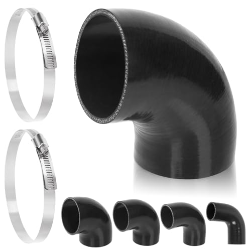 Swpeet 3Pcs 3.5 Inch- 89mm 90 Grad Ellbogen 4-lagy verstärkter Silikonschlauch mit 84-108mm 304 Edelstahl T Bolzen Schlauch Clamp Kit, Automobil Reiner Silikonschlauch für Turbo-Einlass Intercooler Swpeet 3Pcs 3.5 Inch- 89mm 90 Grad Ellbogen 4-lagy verstärkter Silikonschlauch mit 84-108mm 304 Edelstahl T Bolzen Schlauch Clamp Kit, Automobil Reiner Silikonschlauch für Turbo-Einlass Intercooler von Swpeet