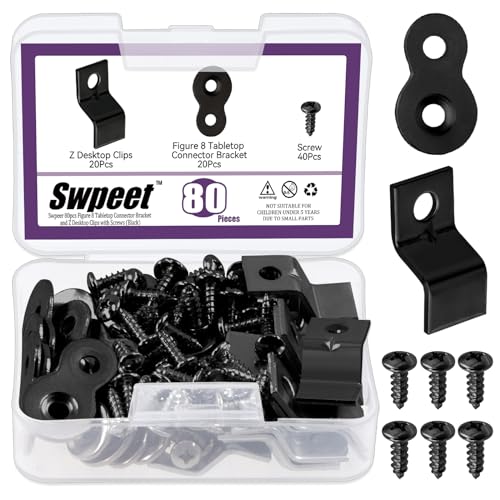 Swpeet 40 Paare Schwarz 2 Stile Heavy Duty 8 Tischplatte Stecker und Z verstellbare Eckhalterungen mit Schrauben Sortiment Kit, Utility Tische Abbildung 8 Befestigung Z Halterungen Clips für Möbel Swpeet 40 Paare Schwarz 2 Stile Heavy Duty 8 Tischplatte Stecker und Z verstellbare Eckhalterungen mit Schrauben Sortiment Kit, Utility Tische Abbildung 8 Befestigung Z Halterungen Clips für Möbel von Swpeet