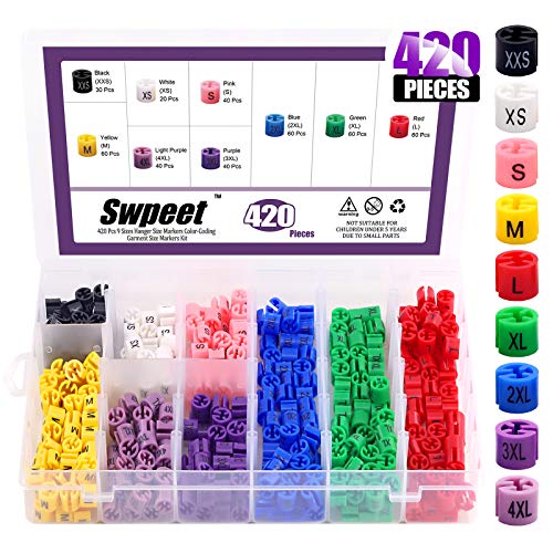 Swpeet 420 Stück 9 gängige Größen Kunststoff Kleiderbügel Größe Markers Sortiment Kit XXS – 4XL Farbkodierung Kleiderbügel Größen Tags Marker für Drahtbügel Kleiderbügel mit Aufbewahrungsbox Swpeet 420 Stück 9 gängige Größen Kunststoff Kleiderbügel Größe Markers Sortiment Kit XXS – 4XL Farbkodierung Kleiderbügel Größen Tags Marker für Drahtbügel Kleiderbügel mit Aufbewahrungsbox von Swpeet