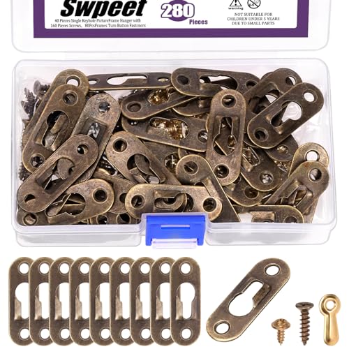 Swpeet 45 x 16mm Single Keyhole Bild Aufhänger mit 80 Pcs Schrauben Metall Keyhole Rahmen Aufhänger Schlüsselloch Aufhänger Halterungen für Spiegel (Qinggu, Single Keyhole Hangerg) von Swpeet