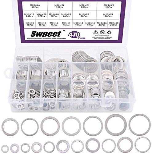 Swpeet 470 Stück Unterlegscheiben aus Aluminium,Edelstahl Karosseriescheiben, Beilagscheiben Metallscheiben für Schrauben & Muttern,18 verschiedener Größen – M6, M8, M10, M12, M14, M16, M18, M22, M24 Swpeet 470 Stück Unterlegscheiben aus Aluminium,Edelstahl Karosseriescheiben, Beilagscheiben Metallscheiben für Schrauben & Muttern,18 verschiedener Größen – M6, M8, M10, M12, M14, M16, M18, M22, M24 von Swpeet