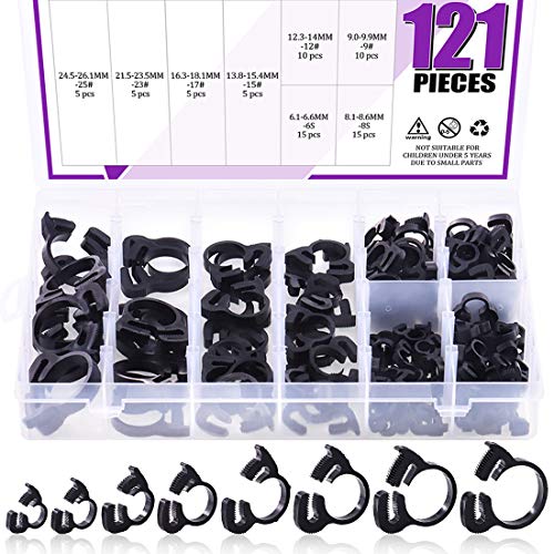Swpeet 48Pcs 8-Größen Heavy Duty Black Double Snap Grip Nylon Schlauchschellen Sortiment Kit Perfekt für sicheren Griff Automotive, Elektrik, Marine, Medizin, Landwirtschaft von Swpeet