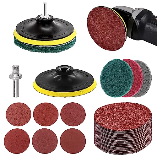 Swpeet 5 Zoll Sanding Discs Pad Assorments Set, 5 Zoll Hook and Loop Backing Pad mit 80 100 120 180 240 400 Grit Sanding Discs und 1/4 Zoll Schaft, Sandpapier Disc Kit für Bohrer Schleifer Rotary Swpeet 5 Zoll Sanding Discs Pad Assorments Set, 5 Zoll Hook and Loop Backing Pad mit 80 100 120 180 240 400 Grit Sanding Discs und 1/4 Zoll Schaft, Sandpapier Disc Kit für Bohrer Schleifer Rotary von Swpeet