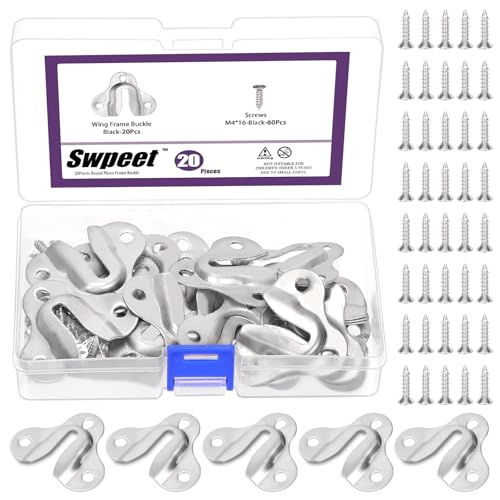 Swpeet 50MM/2Inch Single Keyhole Picture Hanger with 80 Pcs crews Metal Keyhole Frame Hangers Keyhole Hanging Fasteners Brackets for Mirror Picture Frame Cabinet (Primary, Butterfly Keyhole Hanger) von Swpeet