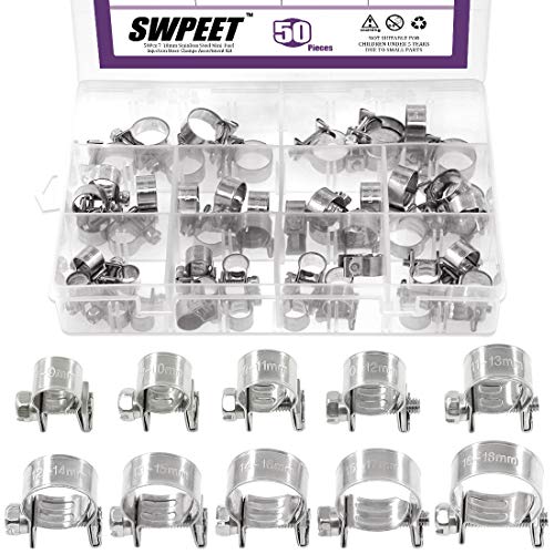 Swpeet 50Pcs 10 Größen 304 Edelstahl Mini Kraftstoffeinspritzung Linie Stil Schlauch Klemme Sortiment Kit Perfekt für Automobil, Landwirtschaft, Anlage Swpeet 50Pcs 10 Größen 304 Edelstahl Mini Kraftstoffeinspritzung Linie Stil Schlauch Klemme Sortiment Kit Perfekt für Automobil, Landwirtschaft, Anlage von Swpeet
