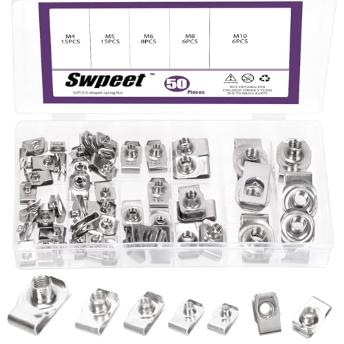 Swpeet 50Pcs M4 M5 M6 M8 M10 304 Edelstahl Auto U-Clip Sortiment Kit, U-förmige Mutter U-Mutter, Metall Trim Panel Federclip Befestigungen für Armaturenbrett Innenraum Kompatibel mit den meisten Auto Swpeet 50Pcs M4 M5 M6 M8 M10 304 Edelstahl Auto U-Clip Sortiment Kit, U-förmige Mutter U-Mutter, Metall Trim Panel Federclip Befestigungen für Armaturenbrett Innenraum Kompatibel mit den meisten Auto von Swpeet