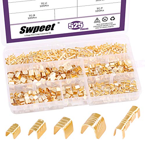 Swpeet 525Pcs Gold U Form Draht Crimp Kupfer Terminal Connerctor Kit, Ring Lugs Crimp Kabelschuh Swpeet 525Pcs Gold U Form Draht Crimp Kupfer Terminal Connerctor Kit, Ring Lugs Crimp Kabelschuh von Swpeet