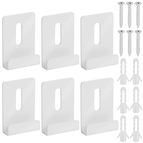 Swpeet 6 Sets Weiß Metall Spiegel Clips Kit mit Schrauben, Wide Channel Spiegel Aufhänger Clip Kit, Große schwere Spiegel Halter Clips, Metall Spiegel Halter Clips für Wand Montage Rahmenlose Spiegel von Swpeet
