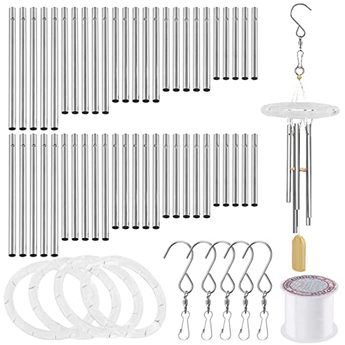 Swpeet 60 Stück Windspiel-Schläuche und transparente obere Windspiele mit 91 m Windspiel-Draht und drehbaren Haken, Clips, Windspiel-Teil zum Aufhängen von Windspielen, 60 Stück von Swpeet