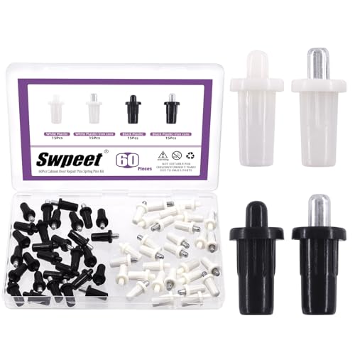 Swpeet 60Pcs 4 Größen Schranktür Reparatur Pin Sortiment Kit, Feder Beladen Shutter Reparatur Pins Ersatz Reparatur Pins Möbel Armaturen Tür für Raum und Fenster Schranktür von Swpeet