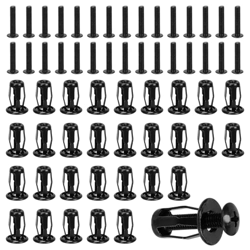 Swpeet 60Pcs M5 hohle Jack Muttern mit flachem Senkkopf Maschinenschrauben Sortiment Kit, Gewindeeinsatz Petal Muttern, Expansionsmutter, Nutserts Schrauben, Flachkopf Phillips Schrauben für Hohlwand von Swpeet