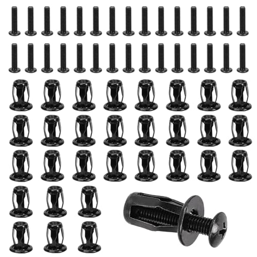 Swpeet 60Pcs M6 hohle Jack Muttern mit flachem Senkkopf Maschinenschrauben Sortiment Kit, Gewindeeinsatz Petal Muttern, Expansionsmutter, Nutserts Schrauben, Flachkopf Phillips Schrauben für Hohlwand von Swpeet
