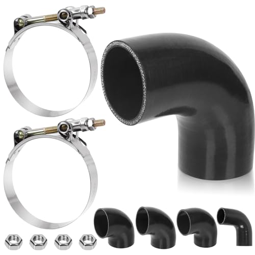 Swpeet 7Pcs 2.5 Inch.63mm 90 Grad Ellbogen 4-lagy verstärkter Silikonschlauch mit 72-80mm T Bolzen Schlauchklemme und 6mm Sechskantmutter Kit, Automobil Reiner Silikonschlauch für Turbo Ansaugkühler Swpeet 7Pcs 2.5 Inch.63mm 90 Grad Ellbogen 4-lagy verstärkter Silikonschlauch mit 72-80mm T Bolzen Schlauchklemme und 6mm Sechskantmutter Kit, Automobil Reiner Silikonschlauch für Turbo Ansaugkühler von Swpeet