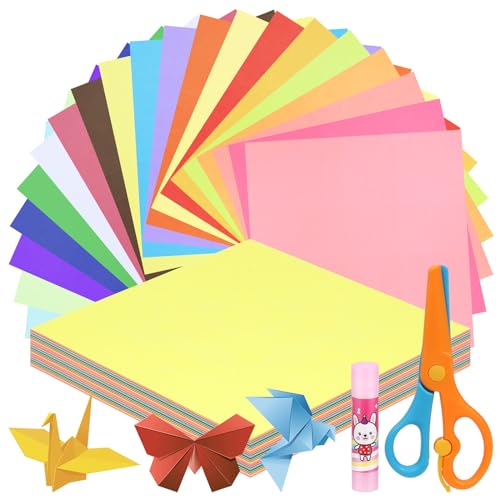 Swpeet 8x 8 Zoll 300 Blätter 20 Lebendige Farben Origami Papier Kit mit Klebestift und Schere, doppelseitiges Farbquadratisches Faltpapier für DIY Schule Kunst Handwerk Projekte Kinder Erwachsene Swpeet 8x 8 Zoll 300 Blätter 20 Lebendige Farben Origami Papier Kit mit Klebestift und Schere, doppelseitiges Farbquadratisches Faltpapier für DIY Schule Kunst Handwerk Projekte Kinder Erwachsene von Swpeet