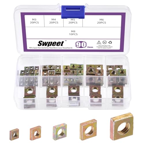 Swpeet 90Pcs 5 Größen M3 M4 M5 M6 M8 Gelb verzinkt Metric Grob Gewinde Vierkantmuttern Assortiment Kit, Maschinenschraubenmutter Metric Grob Gewinde für Home Automotive Shop Gebrauch Swpeet 90Pcs 5 Größen M3 M4 M5 M6 M8 Gelb verzinkt Metric Grob Gewinde Vierkantmuttern Assortiment Kit, Maschinenschraubenmutter Metric Grob Gewinde für Home Automotive Shop Gebrauch von Swpeet