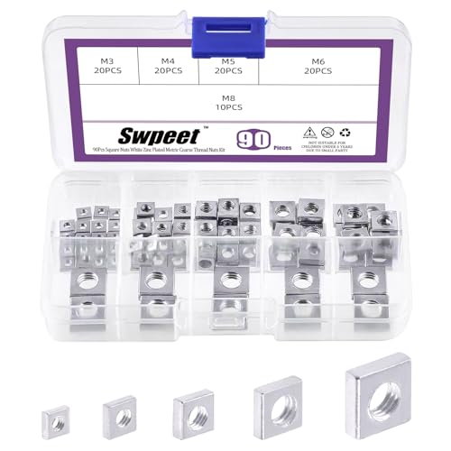 Swpeet 90Pcs 5 Größen M3 M4 M5 M6 M8 Weiß Zink Metric Grob Gewinde Vierkantmuttern Assortiment Kit, Maschinenschraubenmutter Metric Grob Gewinde für Home Automotive Shop Gebrauch Swpeet 90Pcs 5 Größen M3 M4 M5 M6 M8 Weiß Zink Metric Grob Gewinde Vierkantmuttern Assortiment Kit, Maschinenschraubenmutter Metric Grob Gewinde für Home Automotive Shop Gebrauch von Swpeet