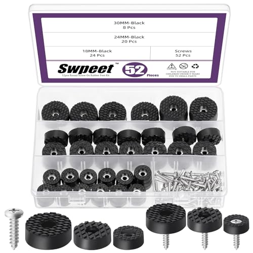 Swpeet 99Pcs Five Sizes 0.47''×0.28'' 0.59''×0.31'' 0.83''×0.47'' 1''×0.51'' 1.18''×0.59'' (W×H) White Round Rubber Feet Pads Assortment Kit with M3 M4 M5 Screws, Rubber Pads Uesd for Furniture von Swpeet