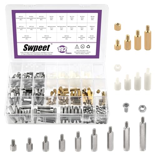 Swpeet Carbon Steel Standoff Male Female Metric Thread 192Pcs M4 21 Größen 3 Material Eisen vernickelt Messing oder Nylon Hex Abstandshalter Schraube Mutter Assortiment Kit, Abstandshalter Swpeet Carbon Steel Standoff Male Female Metric Thread 192Pcs M4 21 Größen 3 Material Eisen vernickelt Messing oder Nylon Hex Abstandshalter Schraube Mutter Assortiment Kit, Abstandshalter von Swpeet