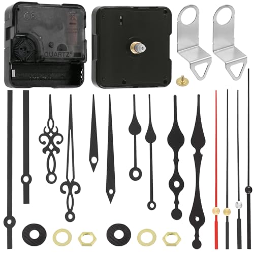 Swpeet Clock Mechanism 25Pcs 13 mm/0,5 Zoll Silent Keine Batterie Quarzuhr Mechanismus Kit einschließlich 11 Uhrwerk Reparatur Teile und 14 praktische Verschiedene Zeiger Uhr Teile Ersatz von Swpeet