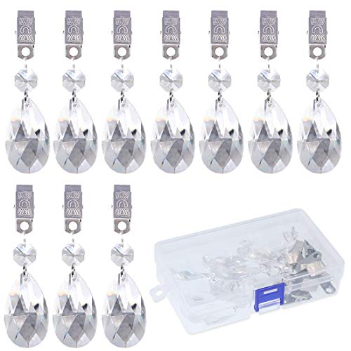 Swpeet Kristall-Tischdeckenbeschwerer (10 Stück) mit Metall-Clip-Kit, quadratisches Glas, winddicht, für Picknick, Tischdeckenbeschwerer, schwer, Ganzjahreszeiten, moderner Stil von Swpeet