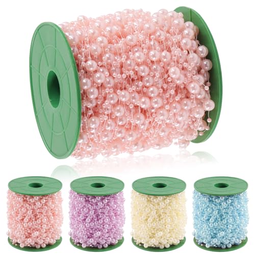 Swpeet Rosa Perlenkette, 0.1 und 0.3 Zoll, Perlenkette Handwerk, Ideal für Blumen Girlande, Hochzeit, Party Dekoration, Brautstrauß und Kronleuchter DIY von Swpeet