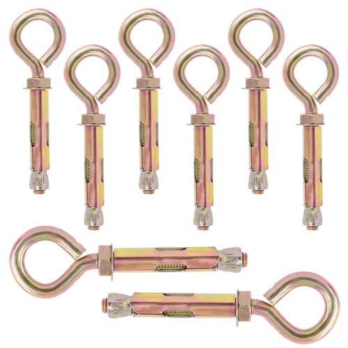Swpeet Wall Concrete Brick Expansion Screws Closed Hook Bolts (M10) 8Pcs M10 Gewinde Wand Beton Ziegel Expansion Schrauben Geschlossener Ankerhaken, Expansion Eyebolt Schrauben Bolzen von Swpeet